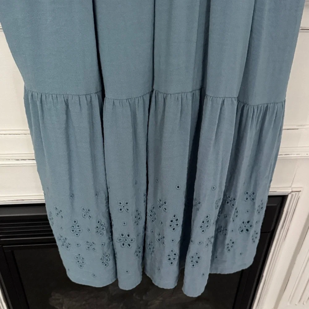 Smocked Ruffle Strap Maxi Dress in Dusty Blue - Picture 6 of 8